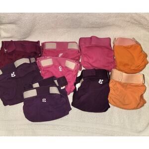 Lot of 9 Cloth g-diapers Size Medium 13-28lbs 92% Cotton with 4 Inserts Boy/Girl